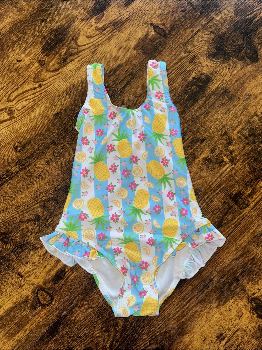 Flap Happy Girls Pineapple & Citrus One-Piece Swimsuit - Blue, Yellow, Green